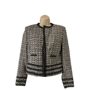 Carole Little Blazer Women’s Medium Silk Blend Tweed Jacket Coat Career